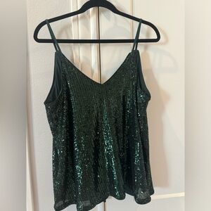 Express, sequin tank, emerald green, size L